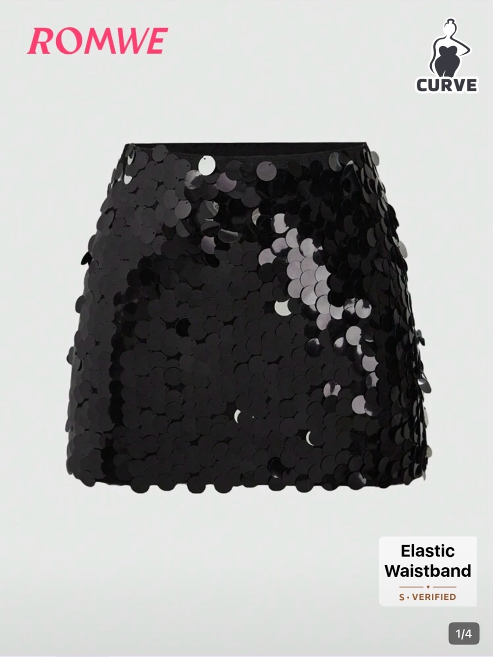 ROMWE Black Sequin Mini Skirt